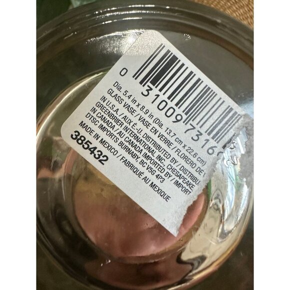 Textured Clear Glass Vase – 9” Tall, Flared Rim - Picture 10 of 11